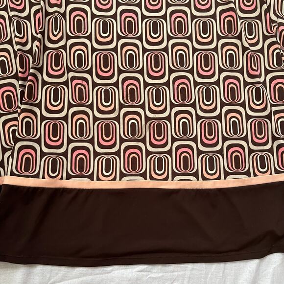 Vintage Y2K Pink Brown Midi Dress Swirl Abstract Fit‎ Flare // Plus Size 20W 2XL - Picture 6 of 6